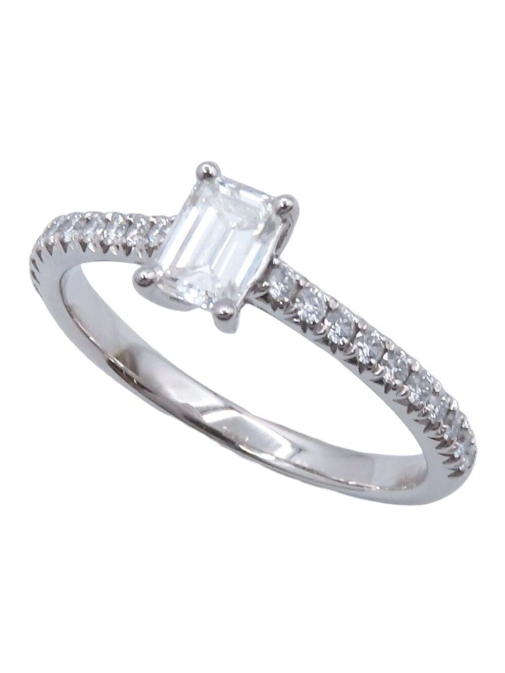 Tiffany & Co Forever Platinum Diamond Novo Emerald Cut Engagement Ring